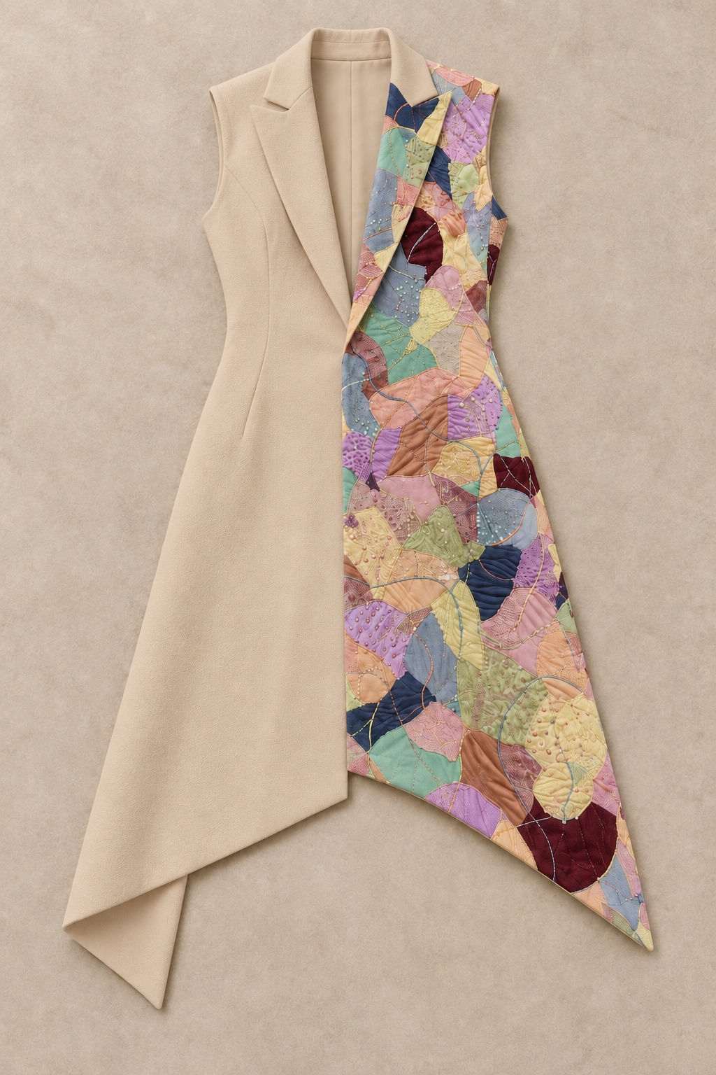 Asymmetric Wrap Blazer Dress – Artline - Beige