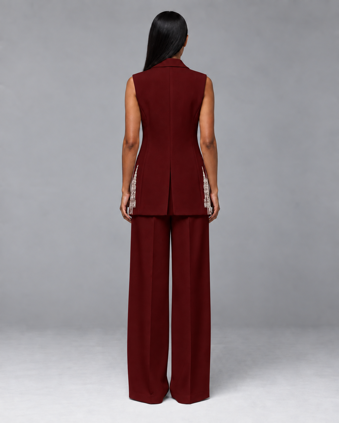 Sleeveless Tailored Blazer – Regal - Wine