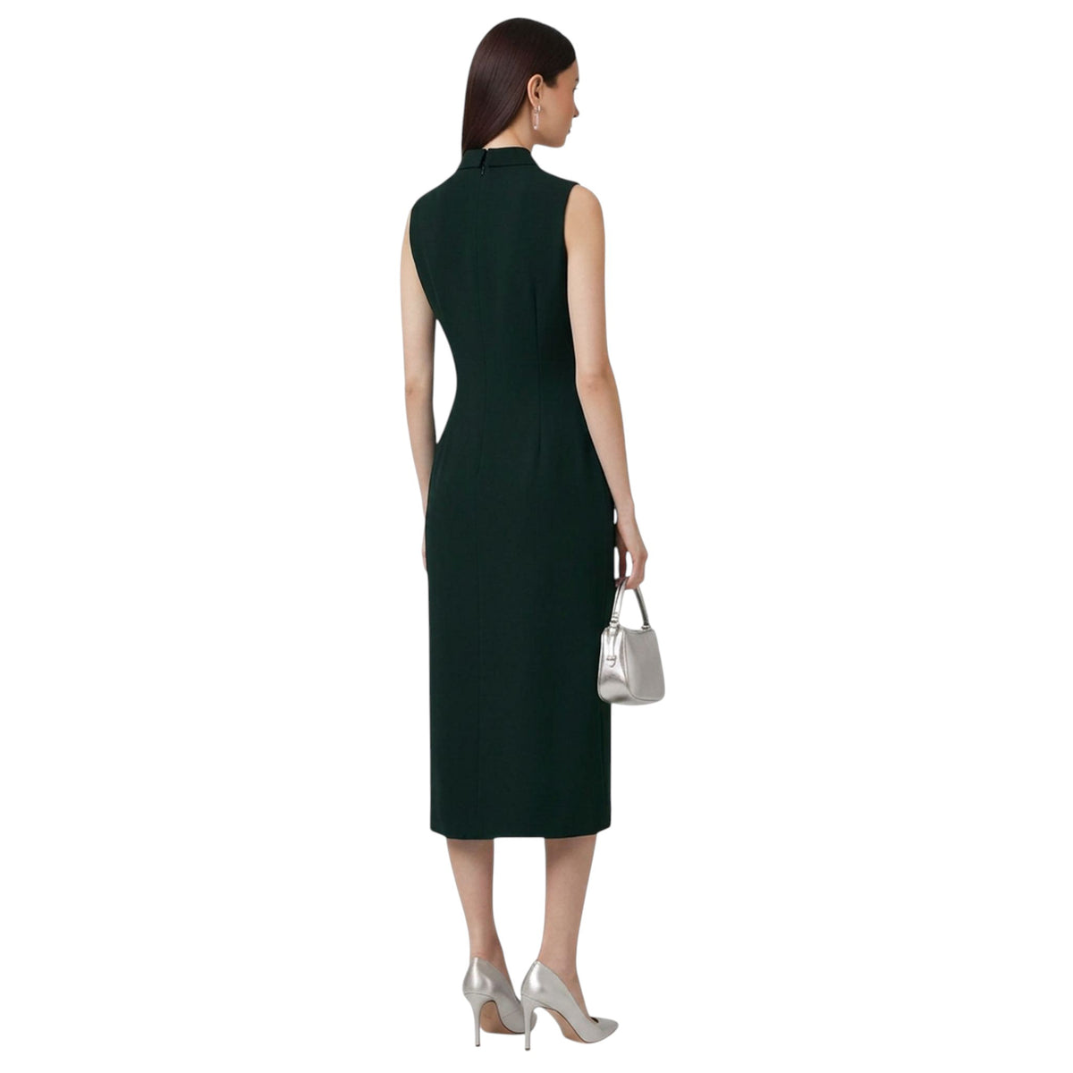 Lapel Neck Tailored Midi Dress – Powerline - Dark Green