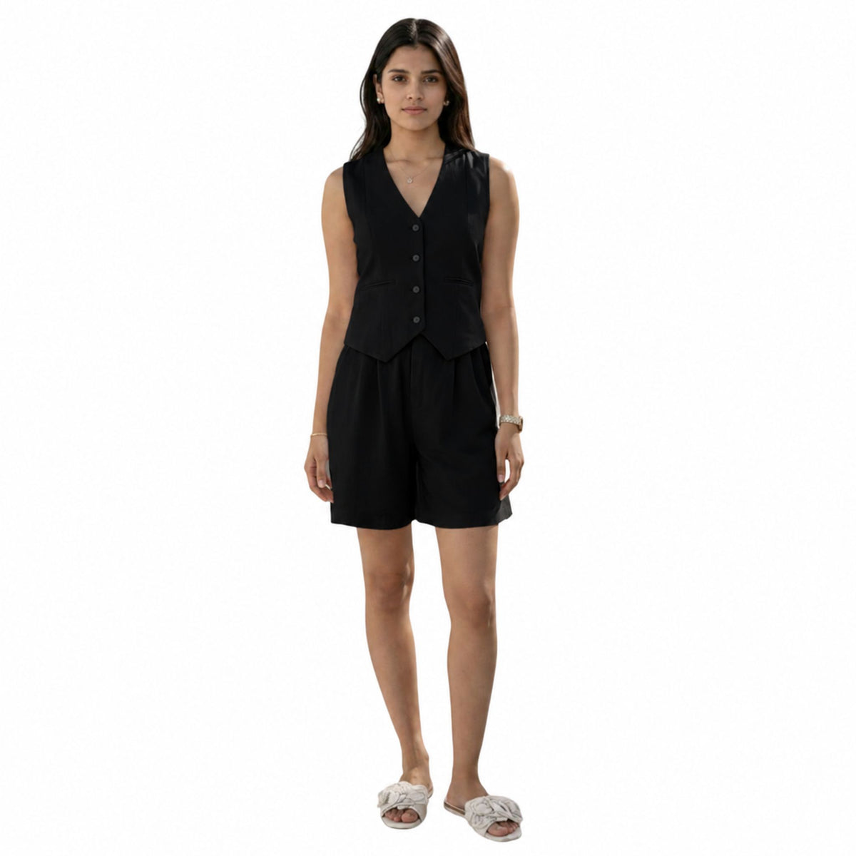 Tailored Hemp Vest – Power Muse - Black