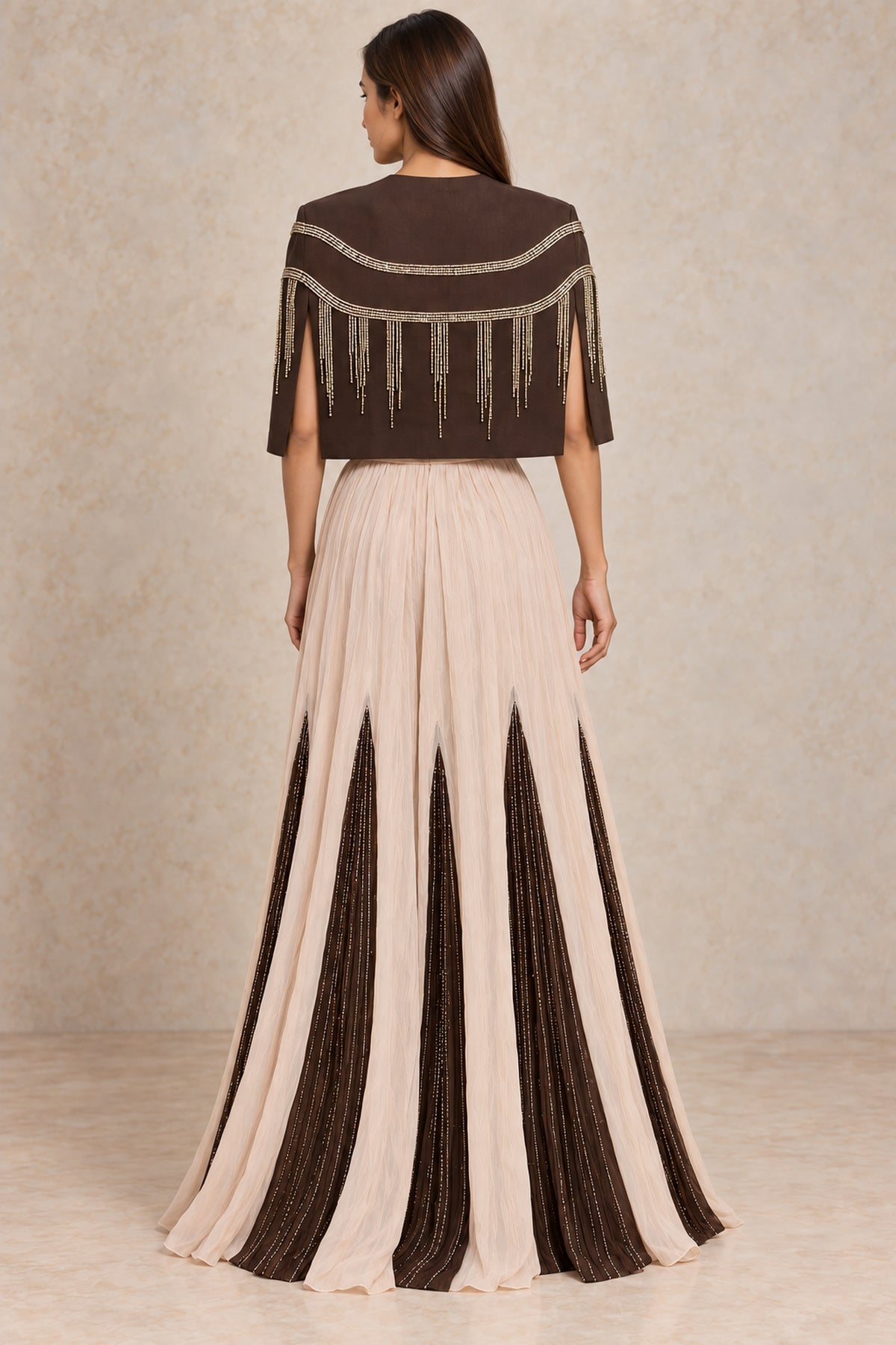 Cord Short Cape Set - Espresso & Cream