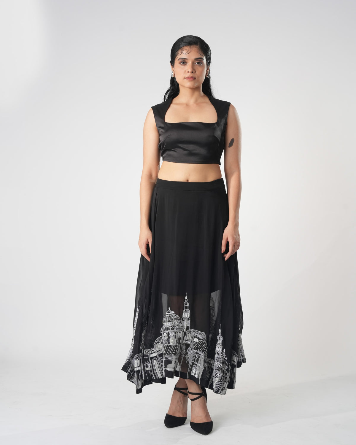 Square Neck Fitted Top – Livia - Black