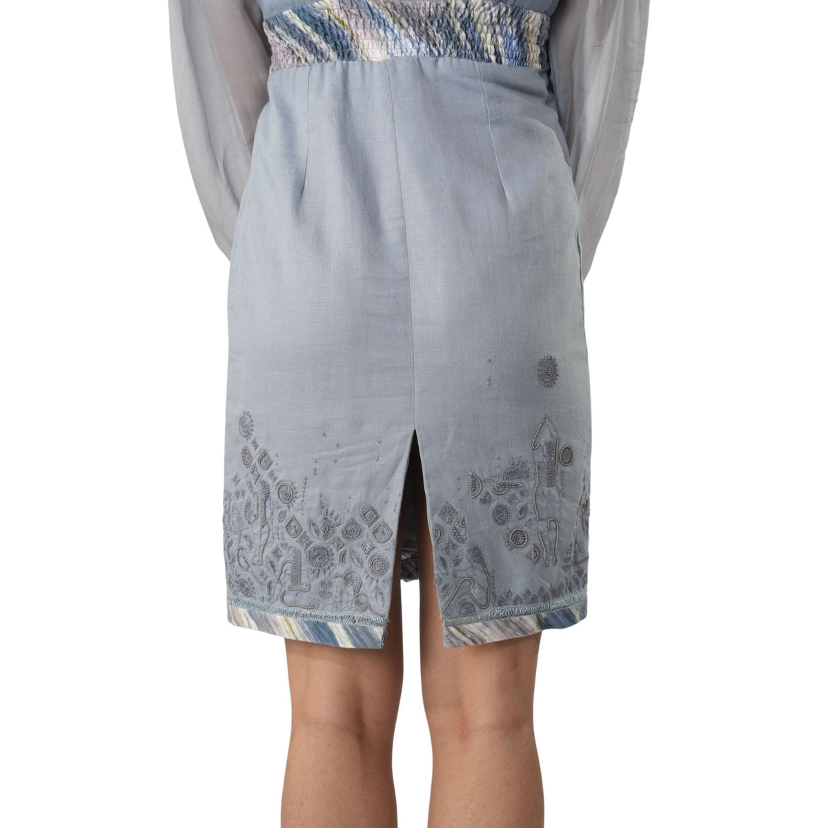 V-Neck Embroidered Midi Dress – Terraverde - Blue