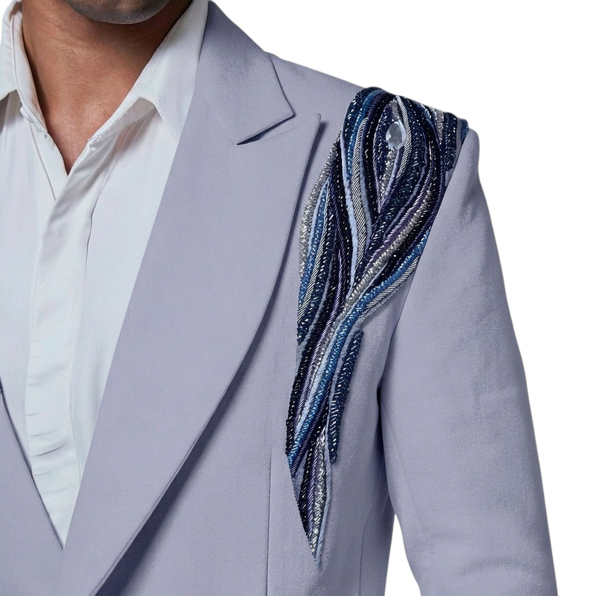 Men's Beaded Tuxedo Blazer – Eclipse - Cool Grey