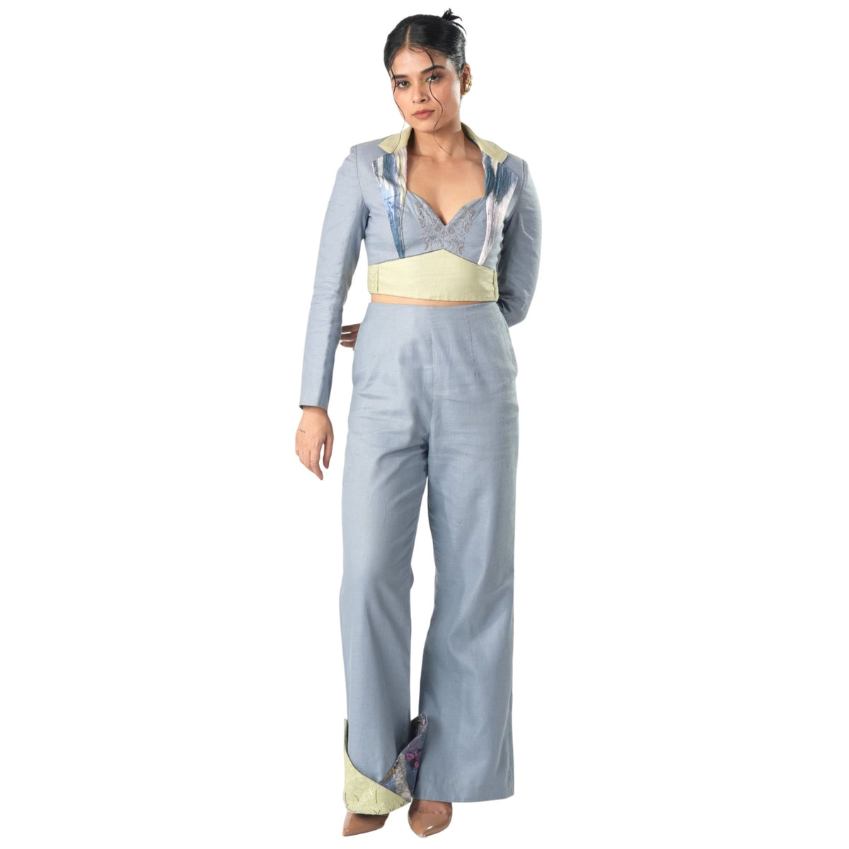 Embroidered Back Crop Jacket – Bareclipse - Blue