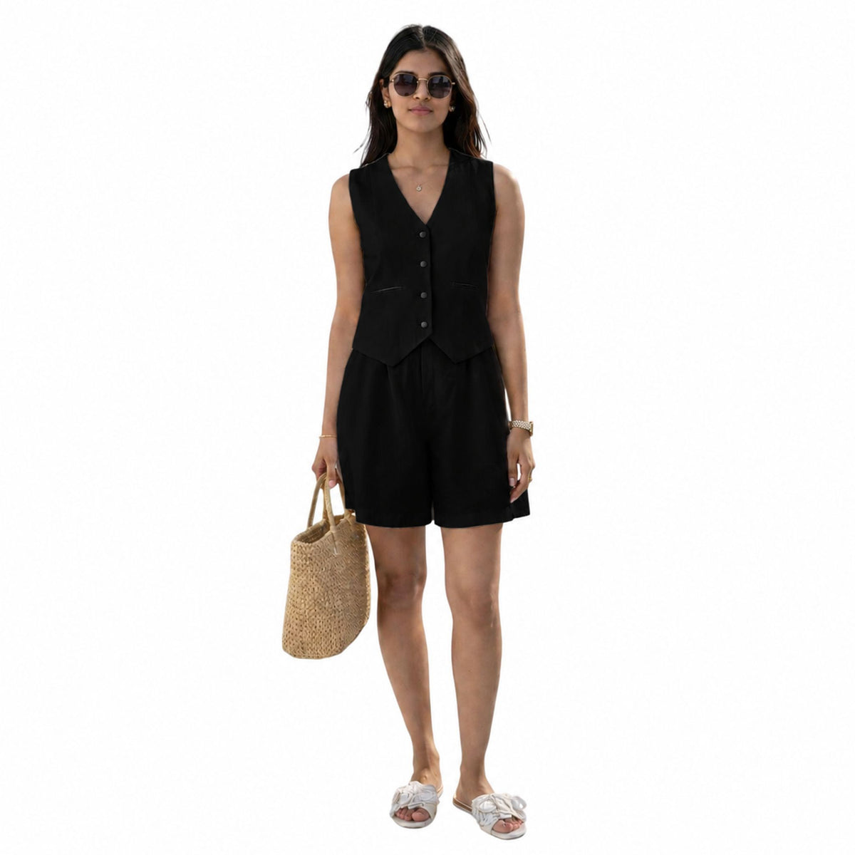 Tailored Hemp Vest – Power Muse - Black
