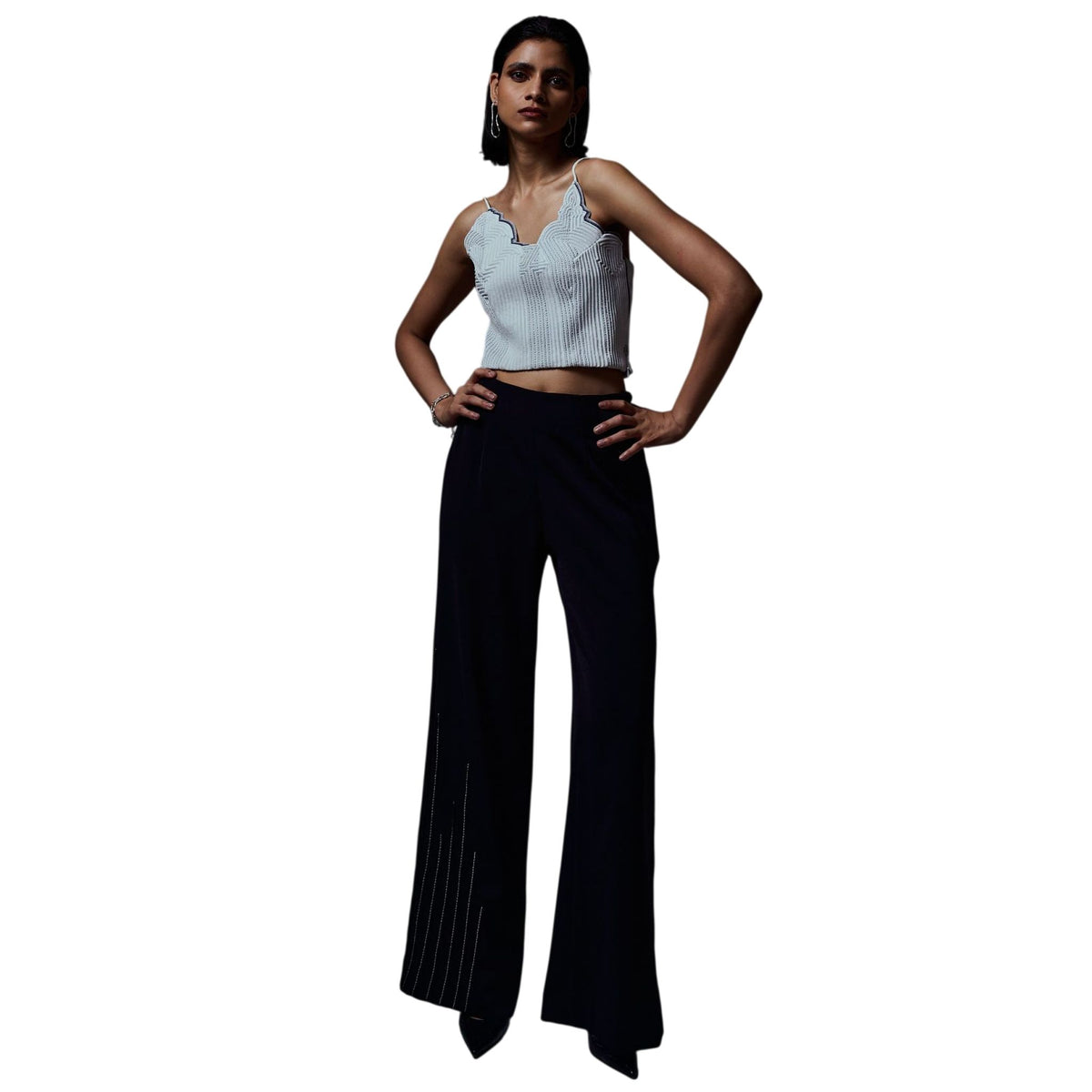 Asymmetric Neckline Crop Top – Horizon - White