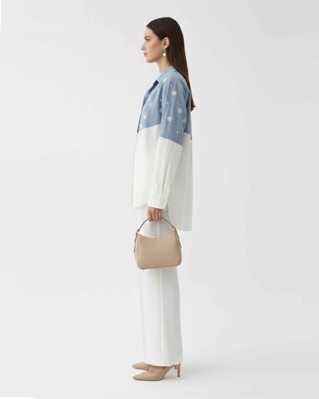 Embroidered Yoke Panel Shirt – Crestline - Blue & White