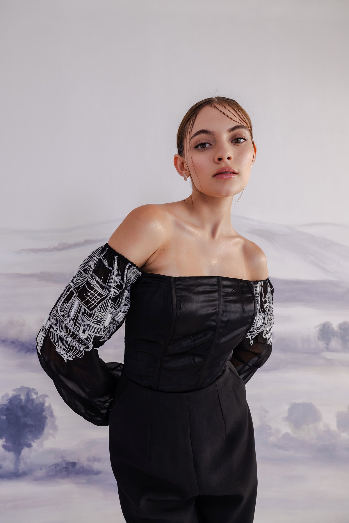 Off-Shoulder Sleeve Corset – Athenique - Black