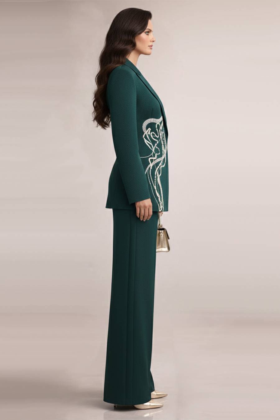 Aari Embroidered Blazer – Fern - Green