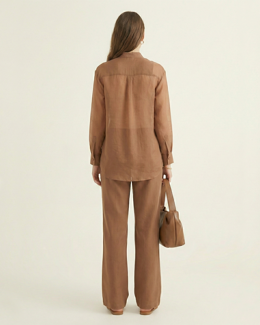 Sheer Embroidered Organza Tunic – Aristé - Brown