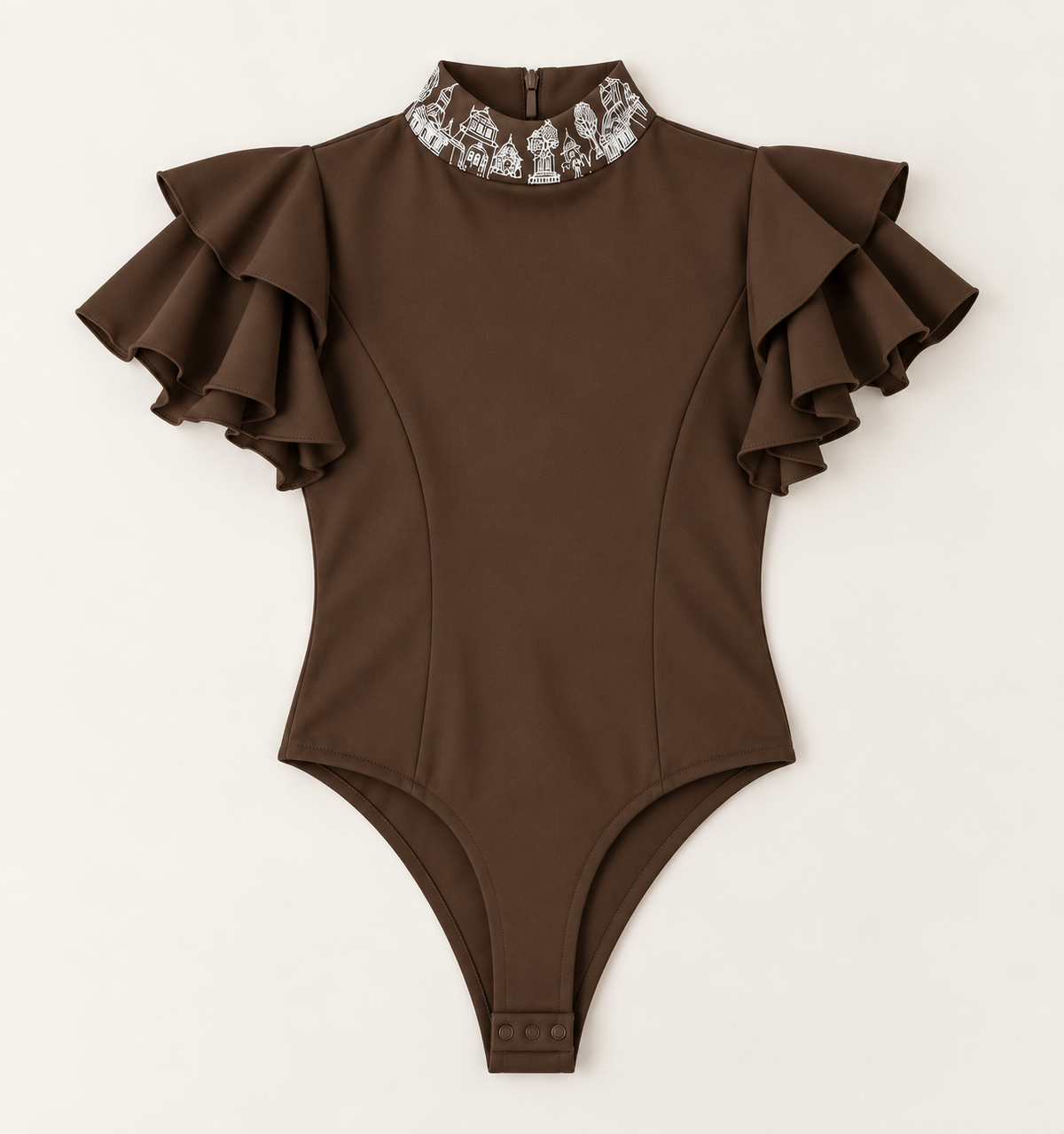 Ruffled Sleeve Bodysuit – Fantasticate - Deep Brown