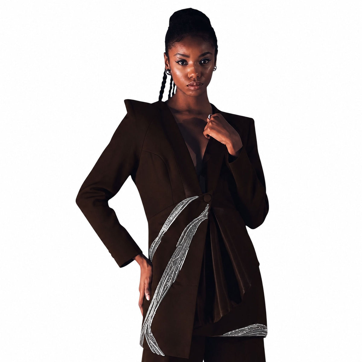 Asymmetric Drape Blazer – Nile - Wine