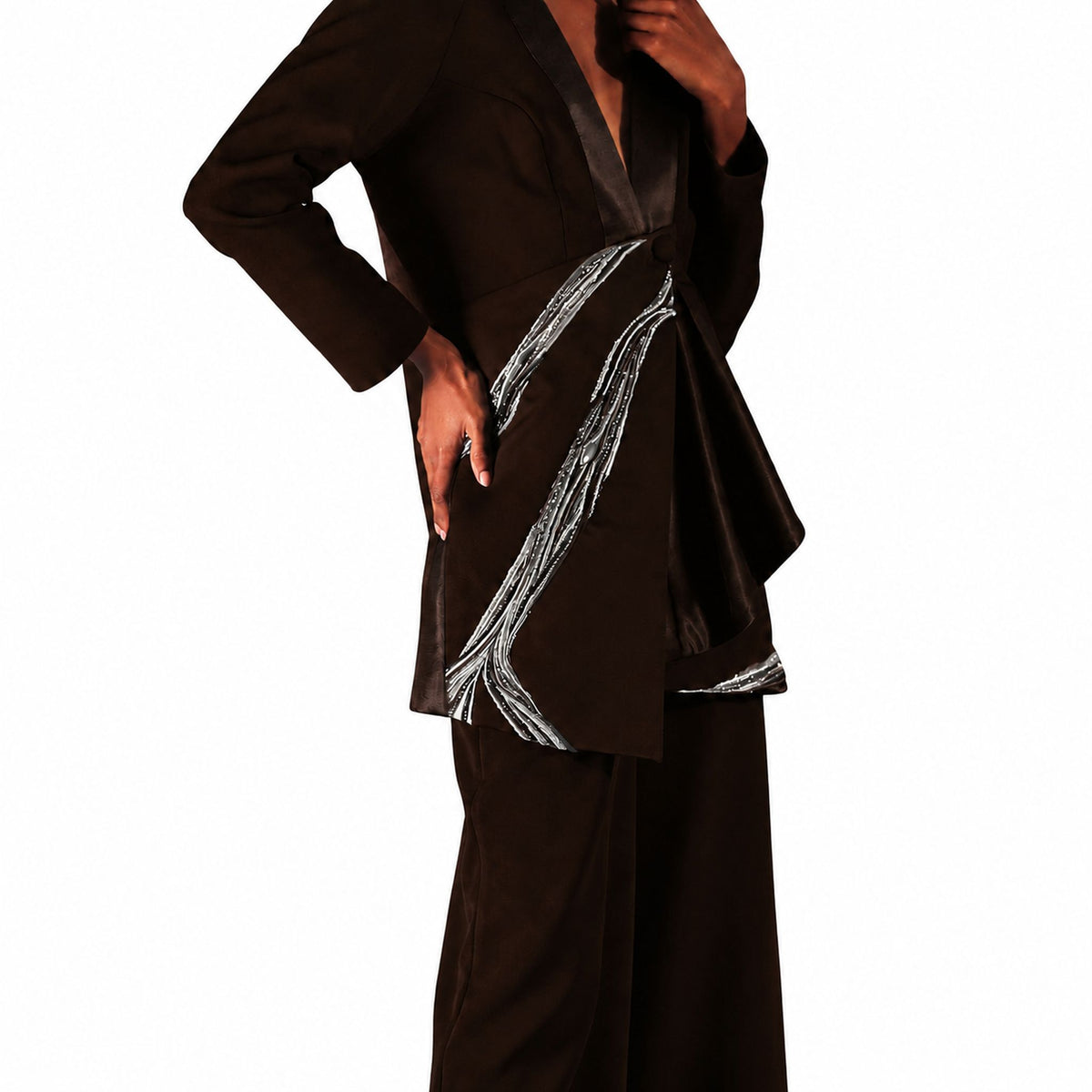 Asymmetric Drape Blazer – Nile - Wine
