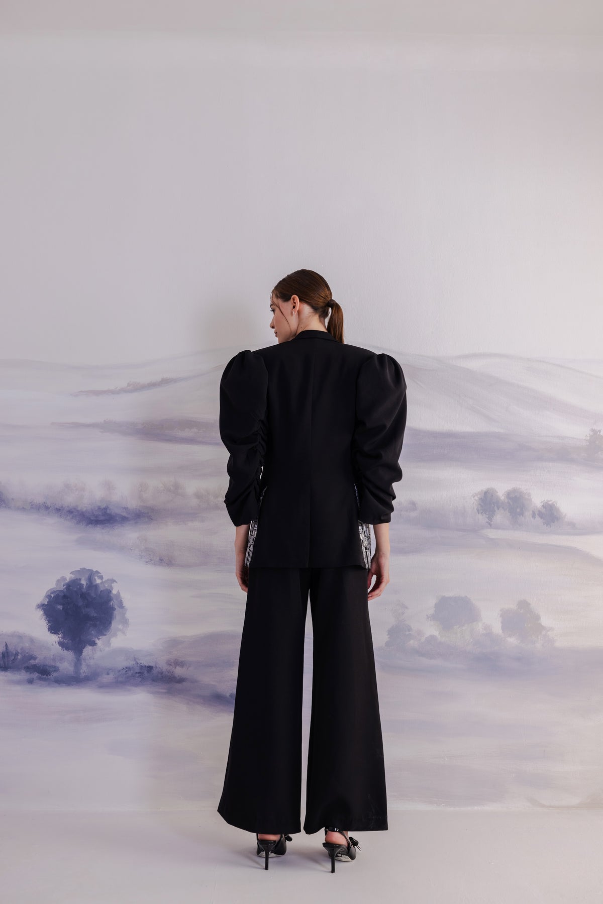 Puff Sleeve Tailored Blazer – Latin - Black