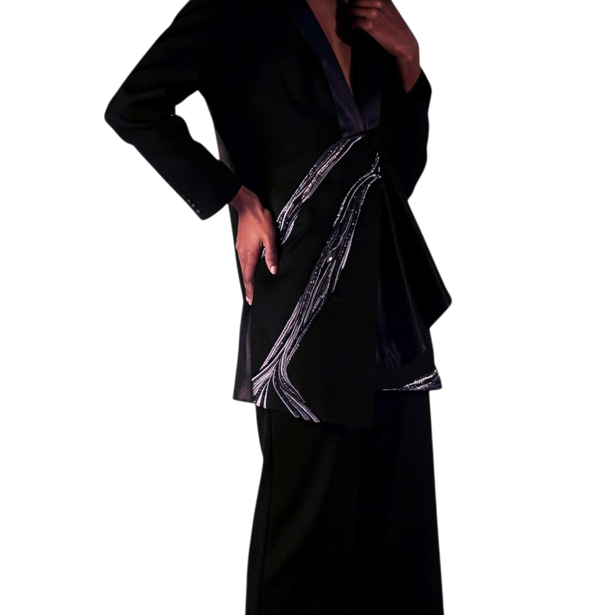 Asymmetric Drape Blazer – Nile - Black