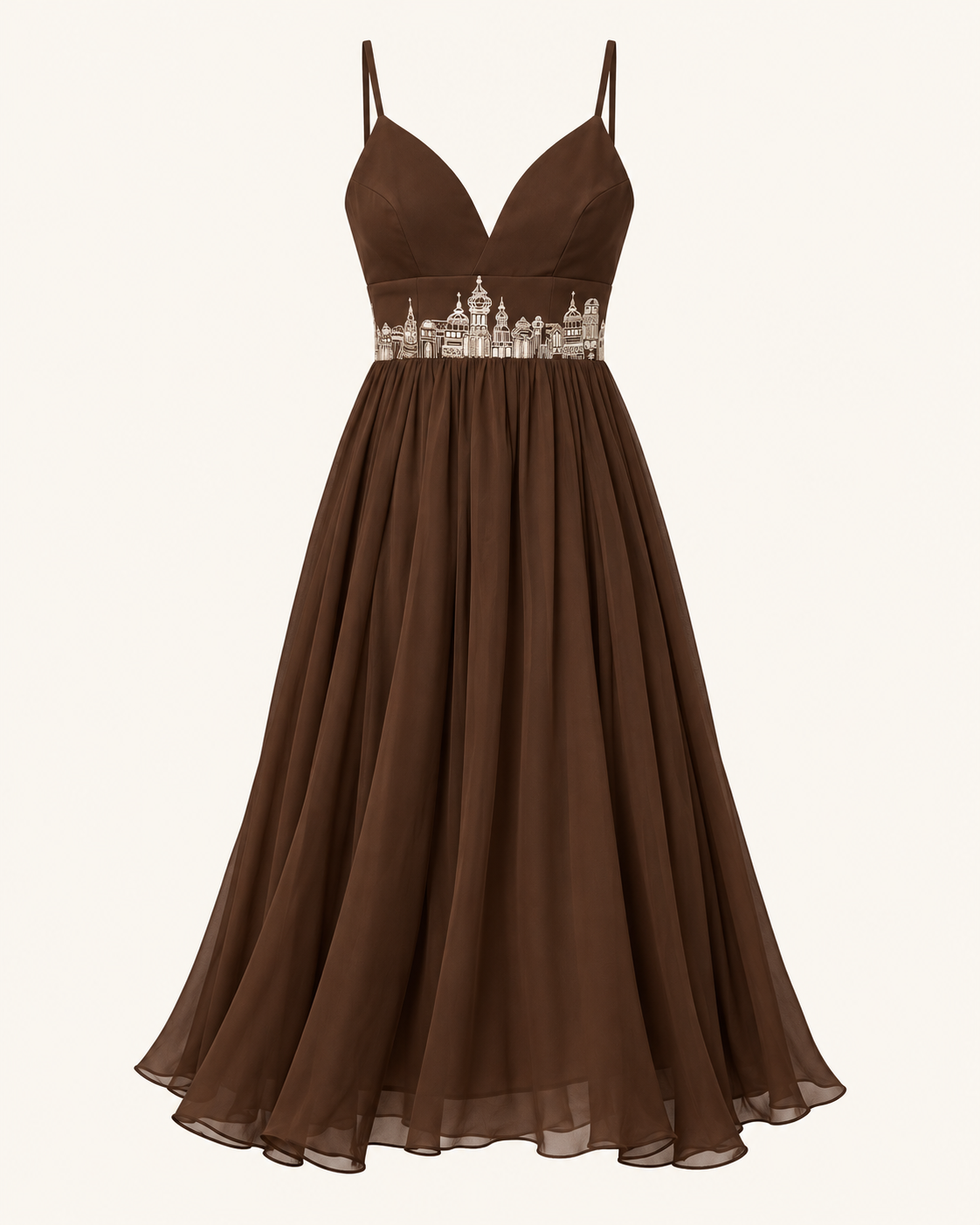 Sweetheart A-Line Organza Dress – Skyline - Deep Brown
