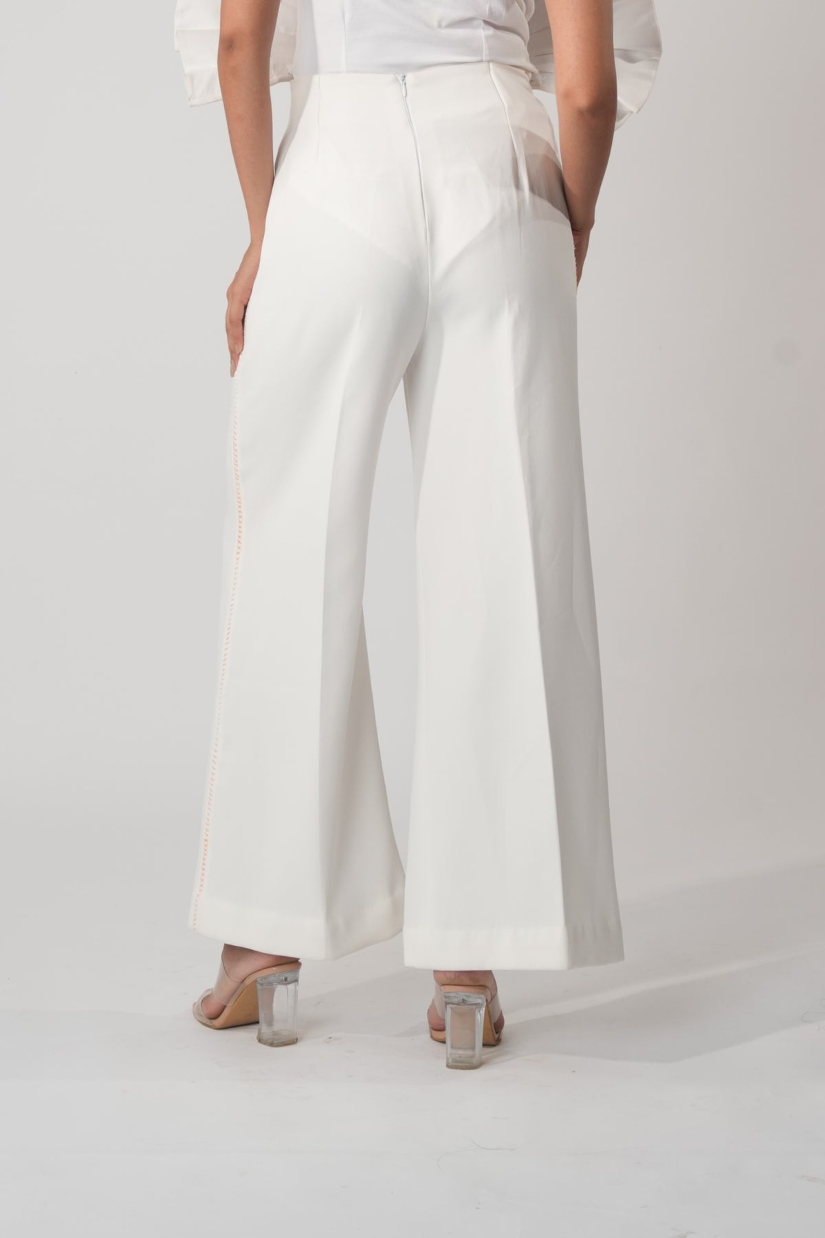 Side Stripe Wide-Leg Trousers – Branchline - White
