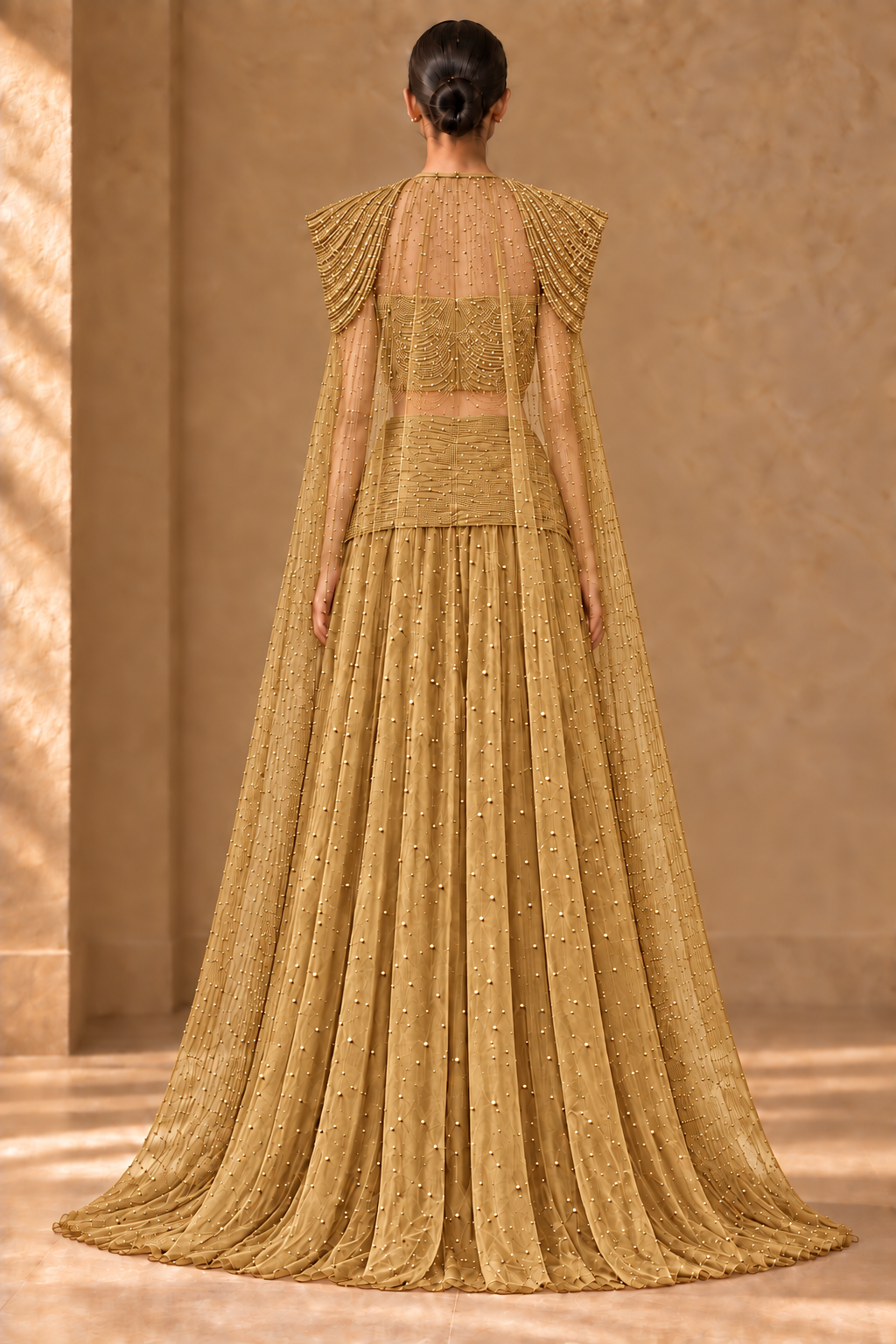 Ankh Draped Palazzo Set (3-piece) - Gold