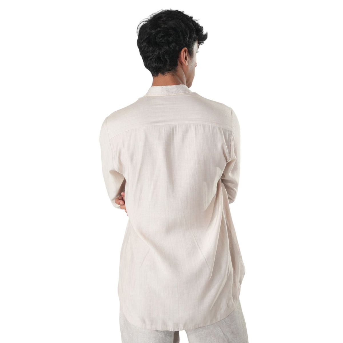 Mandarin Collar Hemp Shirt – Euphony - Beige