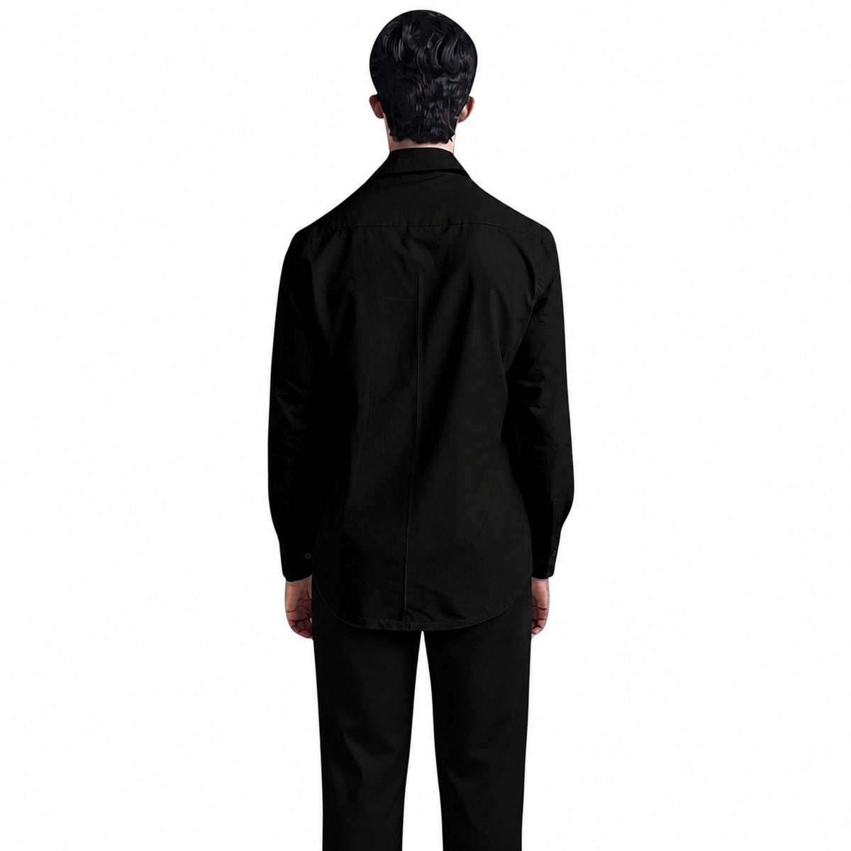 Men's Vertical Embroidered Cotton Shirt – Stream - Black
