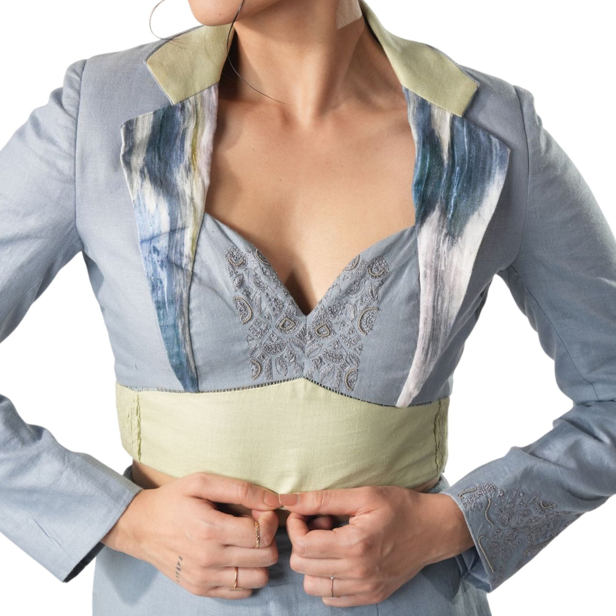 Embroidered Back Crop Jacket – Bareclipse - Blue