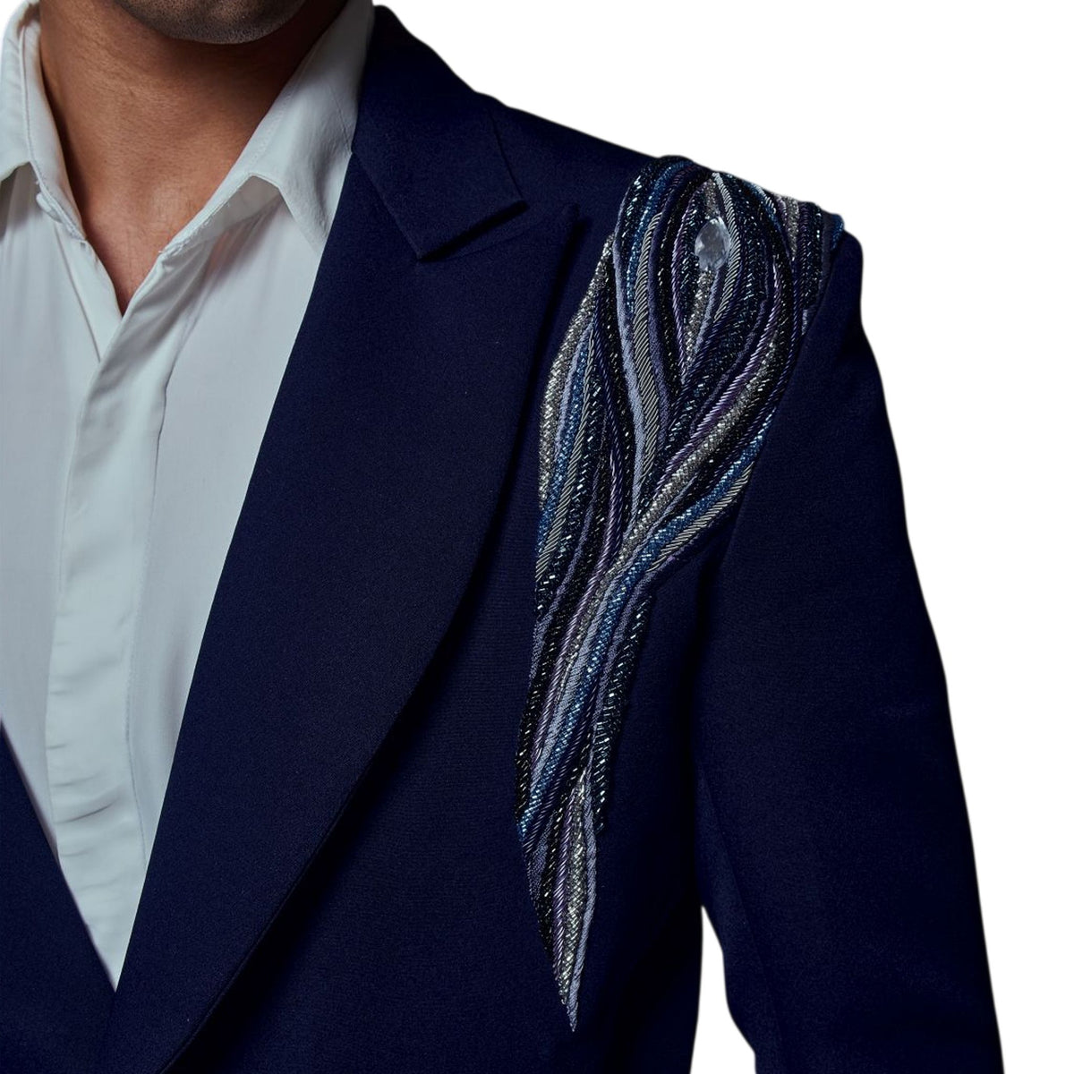 Men's Beaded Tuxedo Blazer – Eclipse - Blue