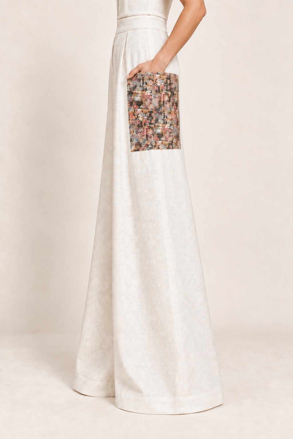 Patch Pocket Trousers – Quilt - Ivory