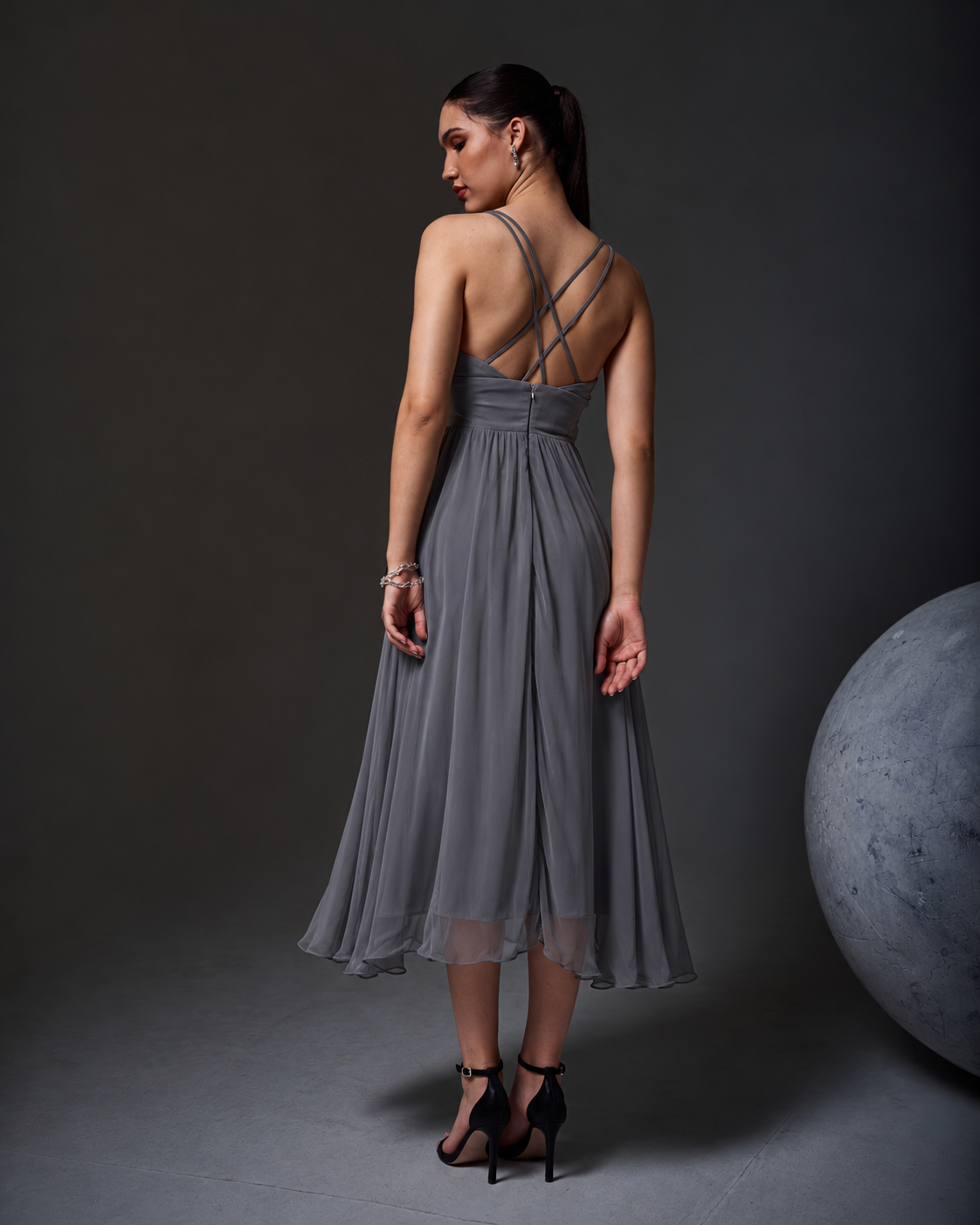 Sweetheart A-Line Organza Dress – Skyline - Underworld Grey