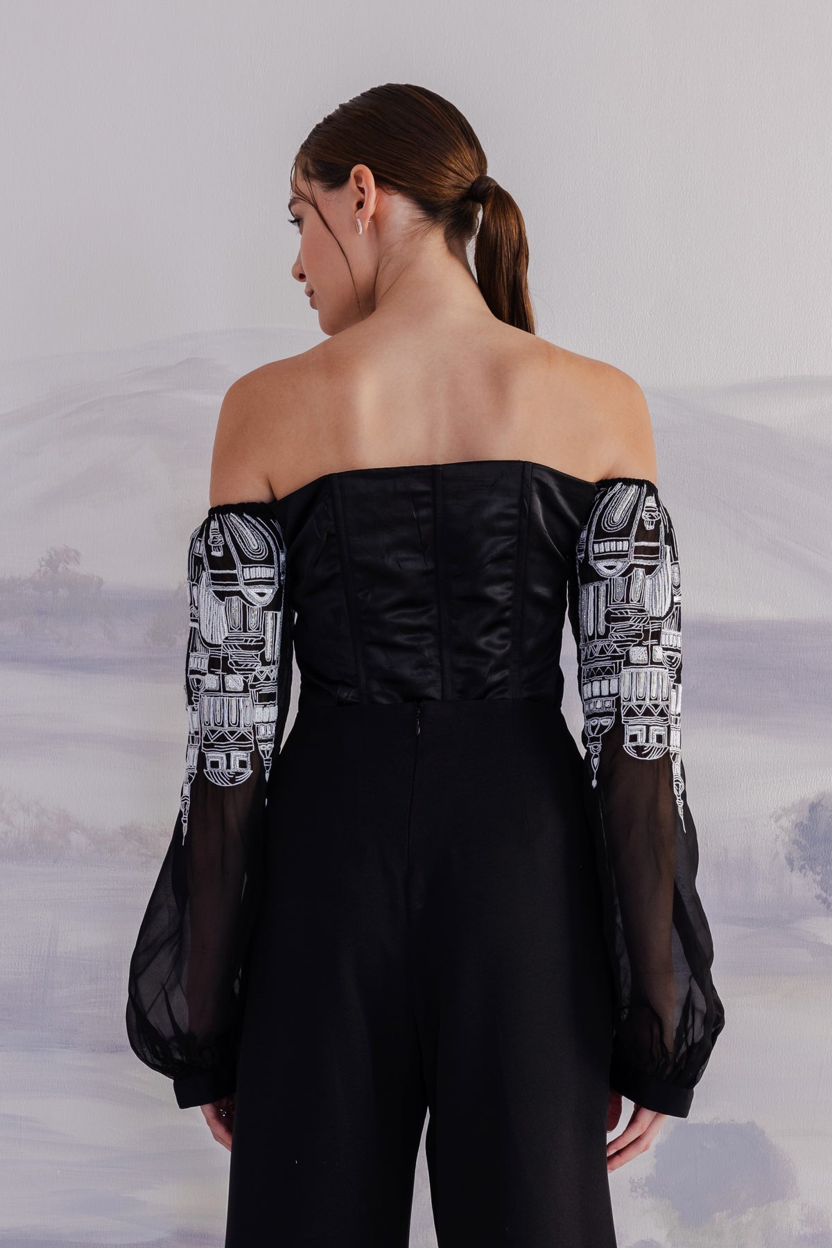 Off-Shoulder Sleeve Corset – Athenique - Black