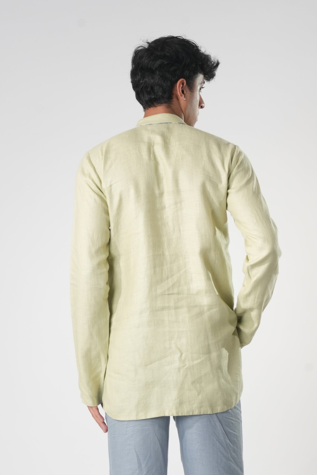 Men's Mandarin Short Kurta – Aarify - Green