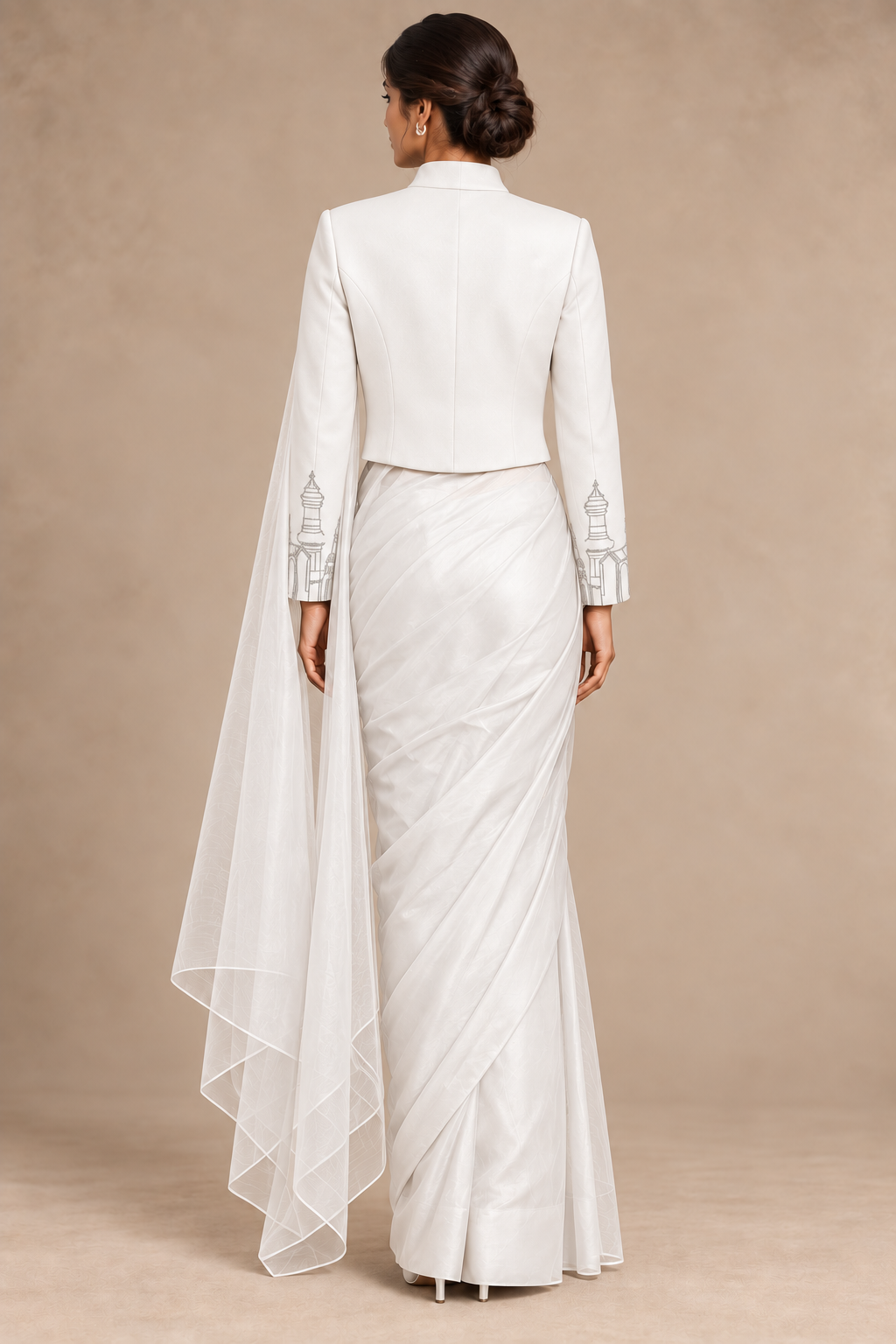 Cuff Embroidered Crop Jacket – Vault - White